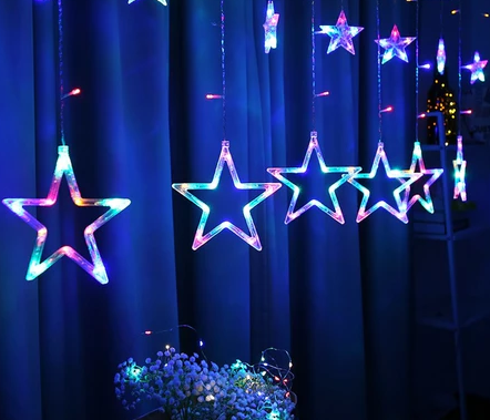 Cascata Estrela Natalina 138 LEDs - 2,5m com 8 Funções