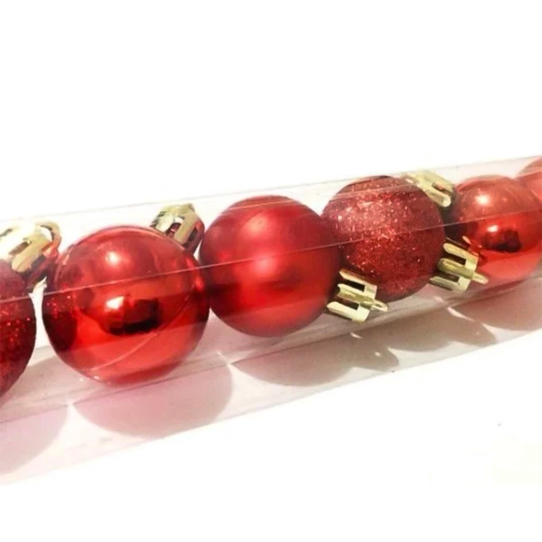 Kit Bolas de Natal – 15/12/9/6 Unidades (3cm a 6cm) Lisa, Fosca e Glitter