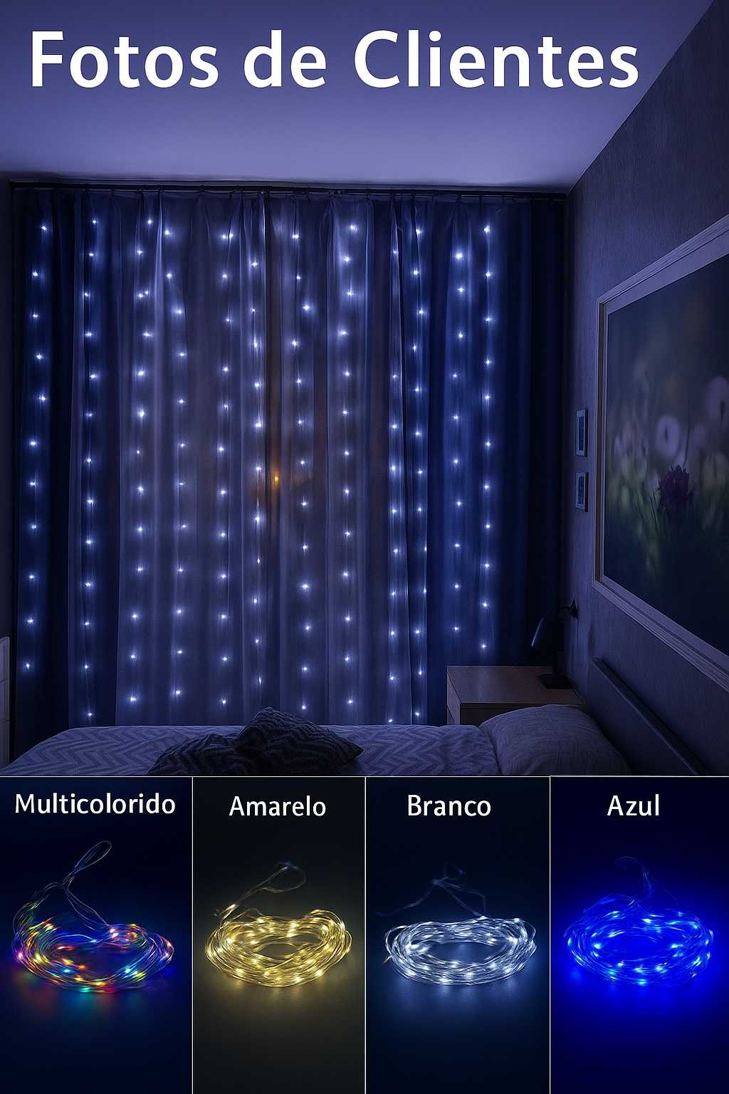 Luzes de Fadas LED USB 3x3m com Controle Remoto - 300 LEDs - À Prova D'Água