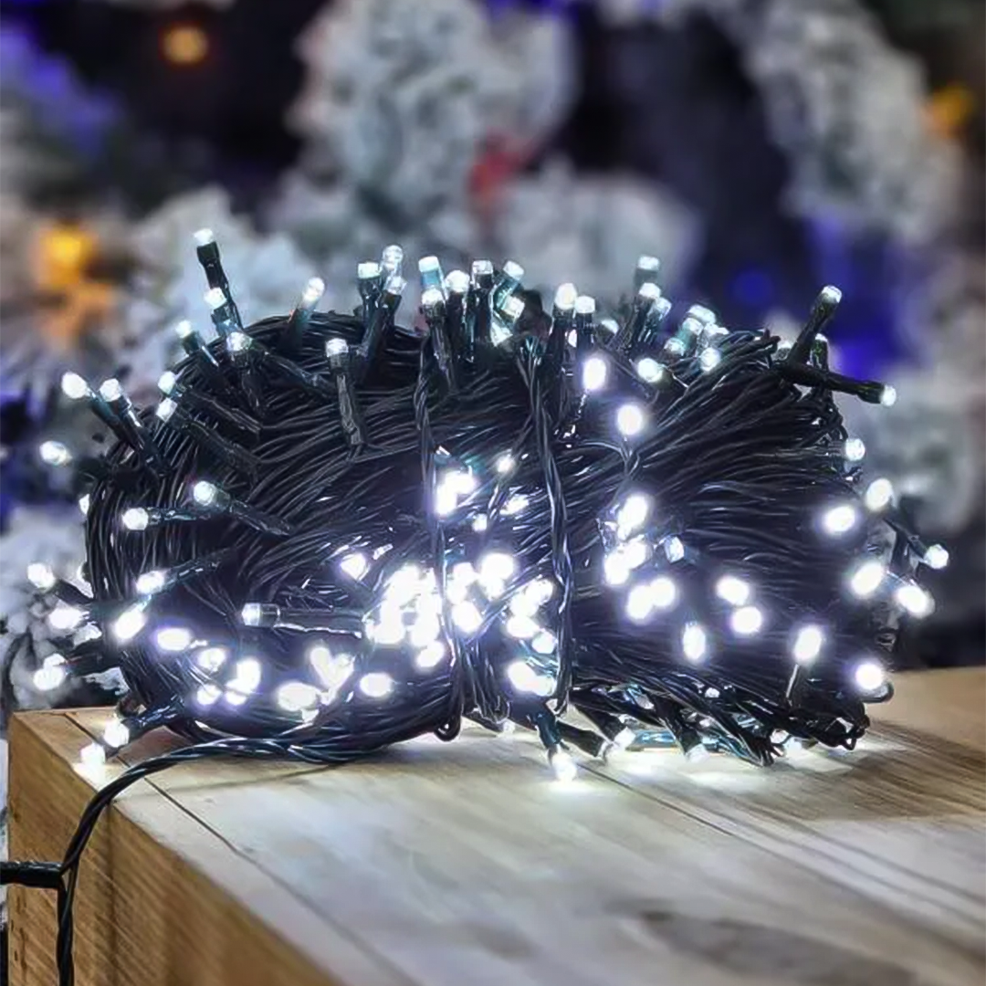 Pisca-Pisca de Natal 100 LEDs – 9m Luz Colorida, Amarela ou Branca