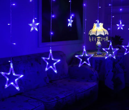 Cascata Estrela Natalina 138 LEDs - 2,5m com 8 Funções