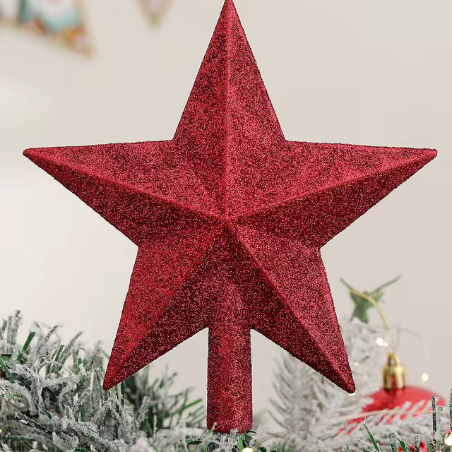 Estrela Árvore de Natal Ponteira com Glitter - (15cm / 20cm)