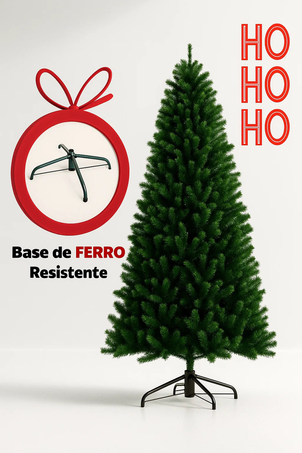 Árvore de Natal Verde 180cm - 350 Galhos Cheios + Base de Ferro Reforçada