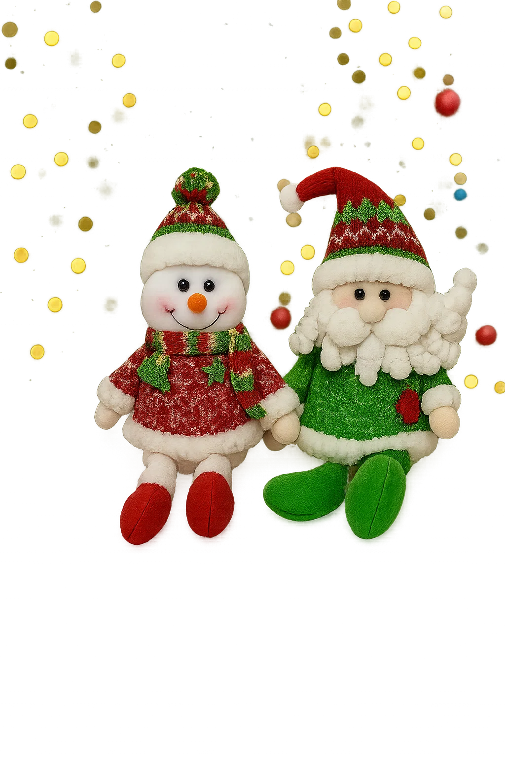 Kit com 2 Enfeites Natalinos – Papai Noel e Boneco de Neve 40cm para Decoração de Natal