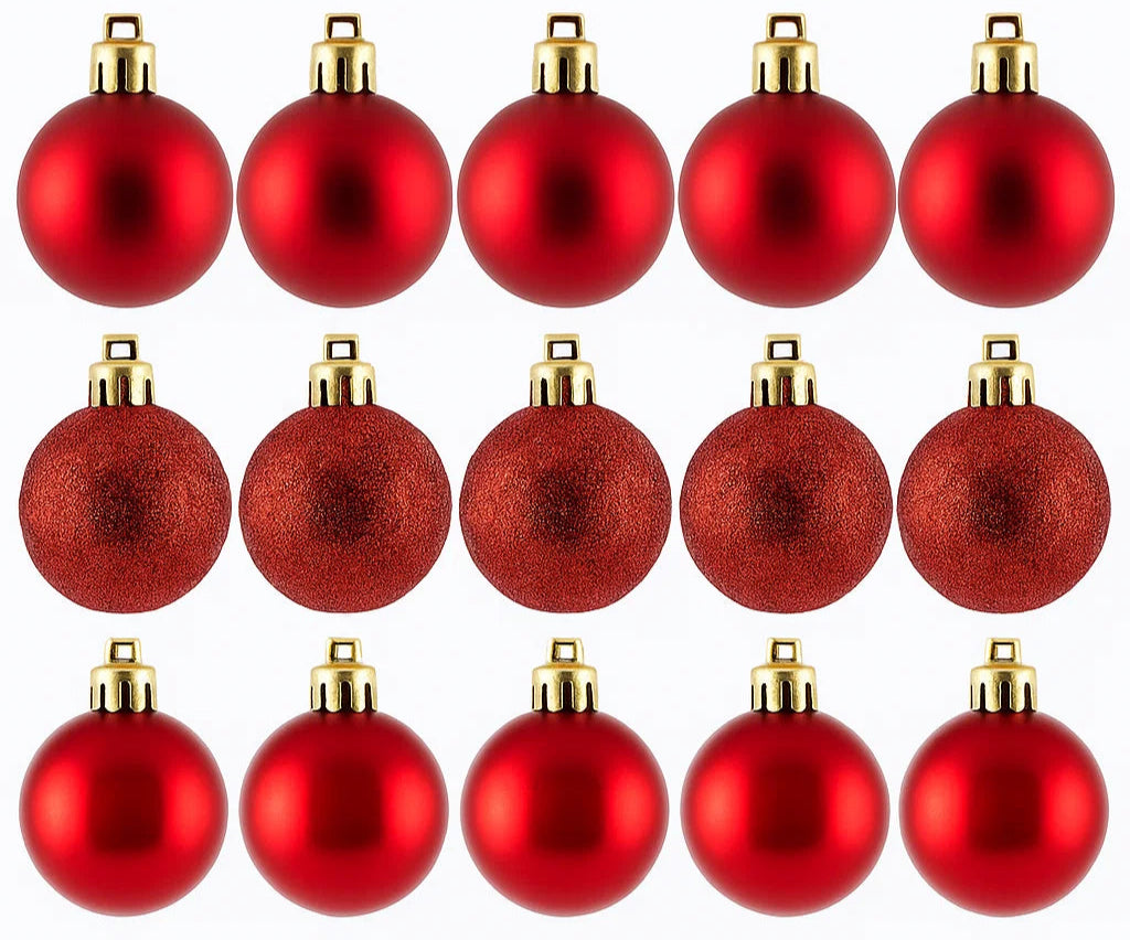 Kit Bolas Natalinas Decorativas Mistas – Lisa, Fosca e Glitter para Árvore de Nata
