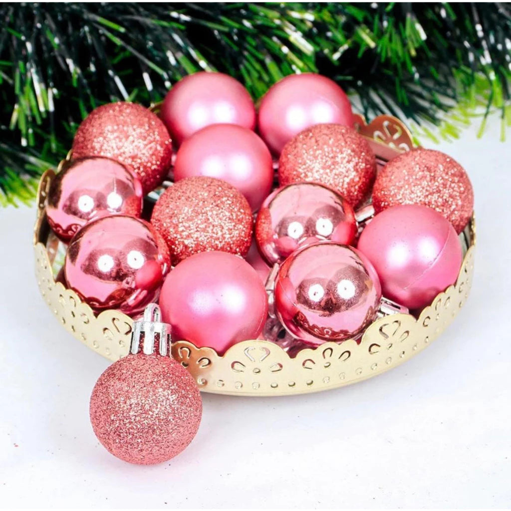 Kit Bolas de Natal – 15/12/9/6 Unidades (3cm a 6cm) Lisa, Fosca e Glitter
