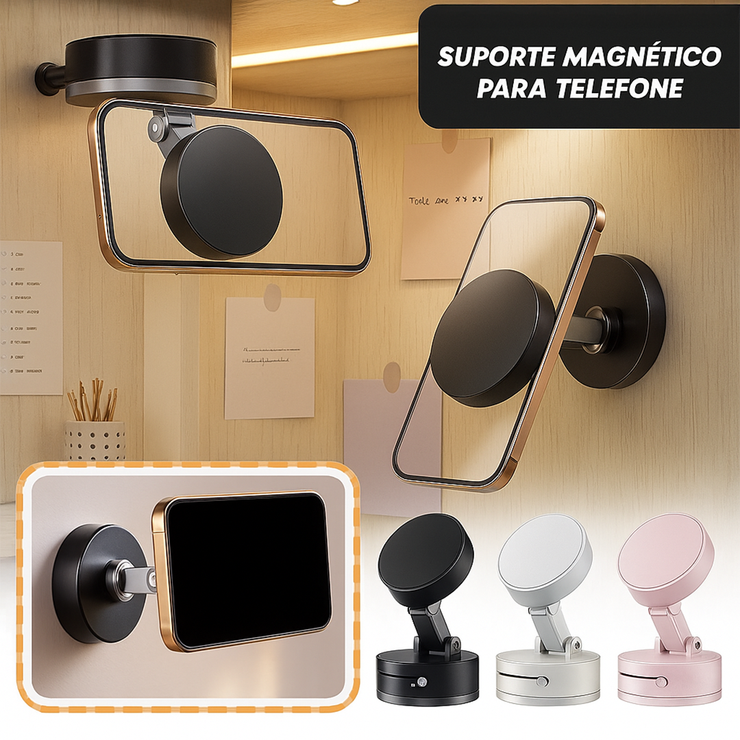 Suporte Magnético Dobrável com Super Sucção - Rotação 360