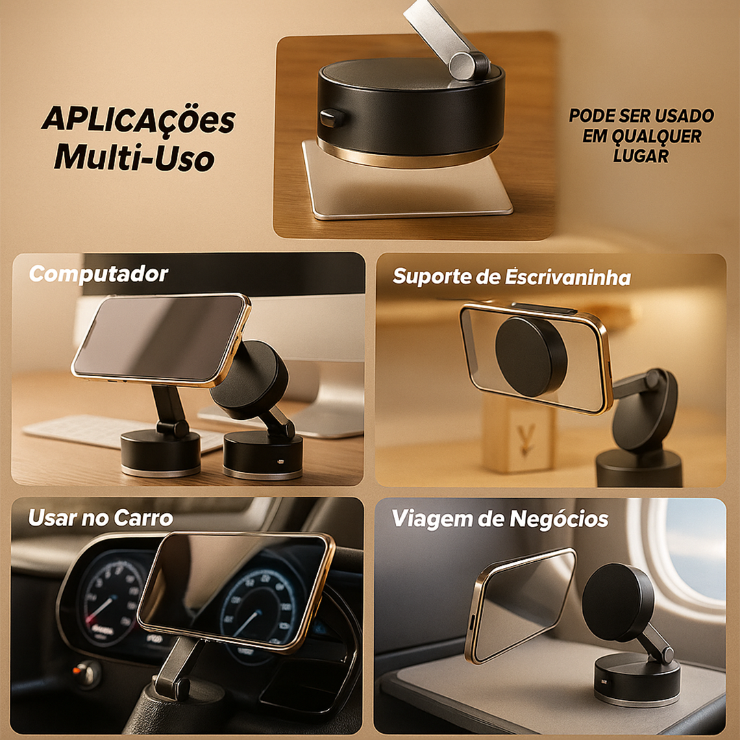 Suporte Magnético Dobrável com Super Sucção - Rotação 360