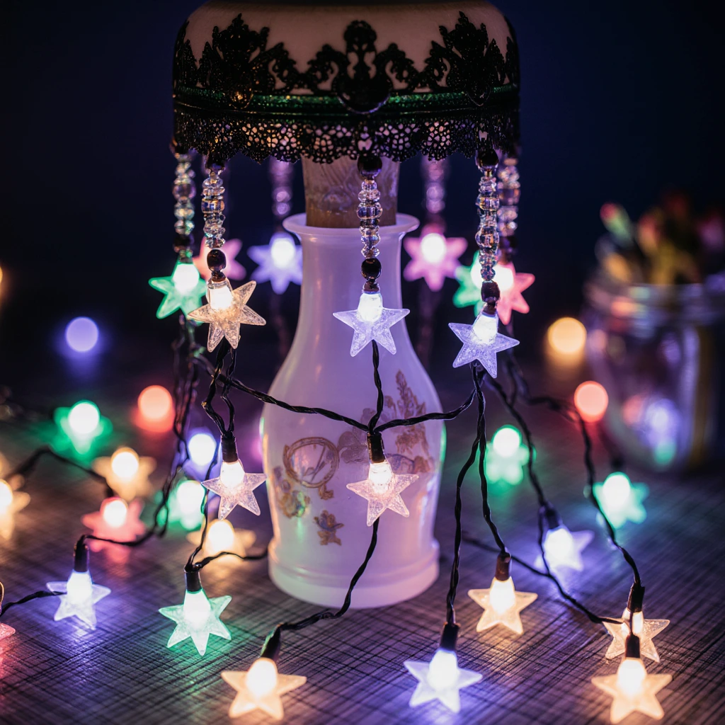 Luminária Cordão LED 20 Estrelas 4 Metros – Luz Quente para Decoração Natalina