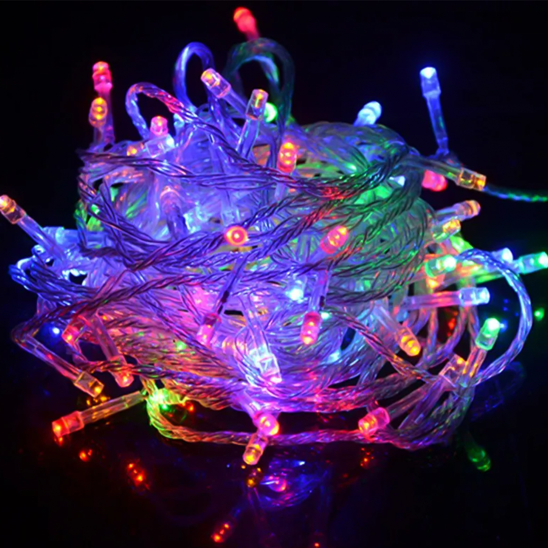 Pisca-Pisca de Natal 10m 100 LEDs 220V – 8 Funções com Fio Transparente