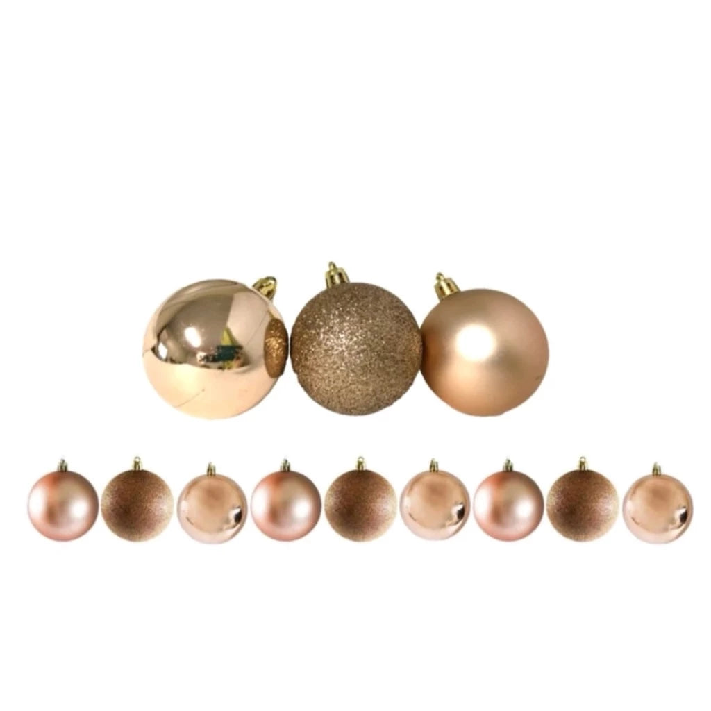 Kit Bolas de Natal – 15/12/9/6 Unidades (3cm a 6cm) Lisa, Fosca e Glitter