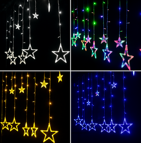 Cascata Estrela Natalina 138 LEDs - 2,5m com 8 Funções