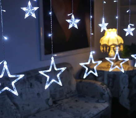 Cascata Estrela Natalina 138 LEDs - 2,5m com 8 Funções
