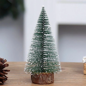Mini Árvore de Natal com Base de Madeira 15cm/20cm – Decoração Charmosa e Compacta