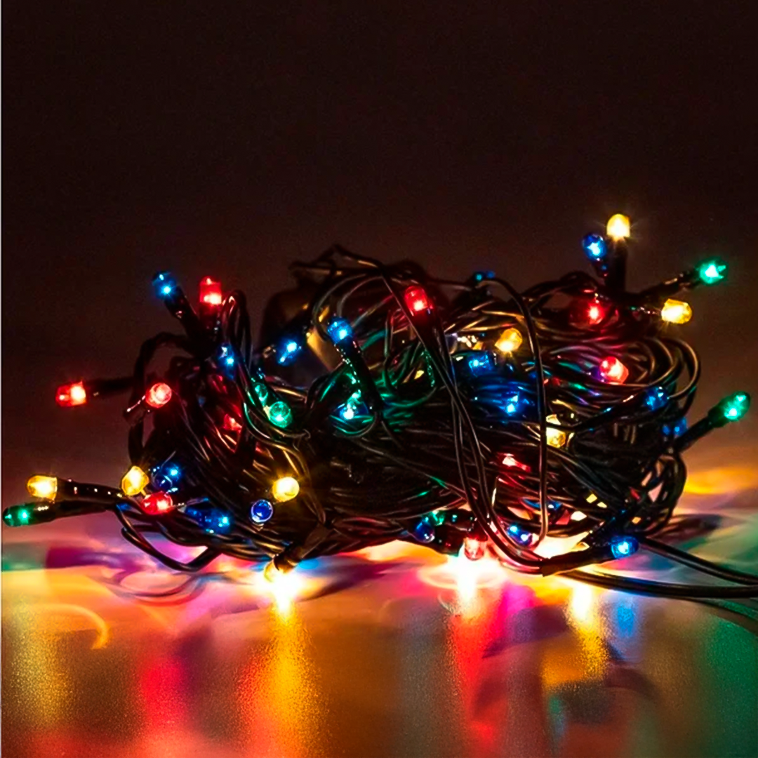 Pisca-Pisca de Natal 100 LEDs – 9m Luz  Colorida, Amarela ou Branca