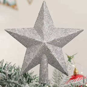 Estrela Árvore de Natal Ponteira com Glitter - (15cm / 20cm)