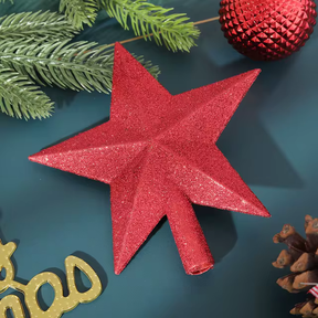Estrela Árvore de Natal Ponteira com Glitter - (15cm / 20cm)