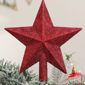 Estrela Árvore de Natal Ponteira com Glitter - (15cm / 20cm)