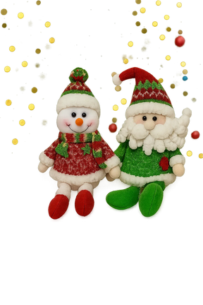 Kit com 2 Enfeites Natalinos – Papai Noel e Boneco de Neve 40cm para Decoração de Natal