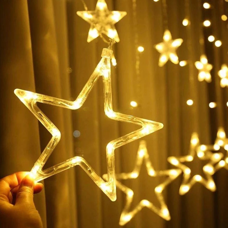 Cascata Estrela Natalina 138 LEDs - 2,5m com 8 Funções