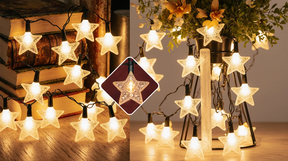 Luminária Cordão LED 20 Estrelas 4 Metros – Luz Quente para Decoração Natalina
