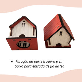 Vila Natalina em MDF – Kit 5 Peças de Decoração de Natal Artesanal