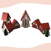 Vila Natalina em MDF – Kit 5 Peças de Decoração de Natal Artesanal
